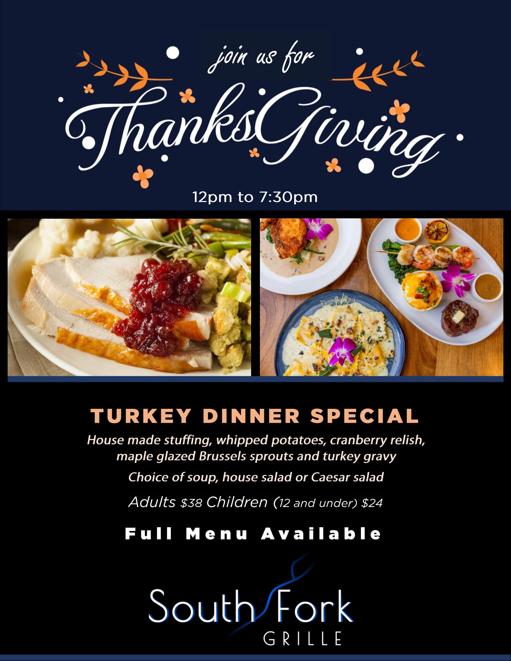 south fork grille thanksgiving special 2025